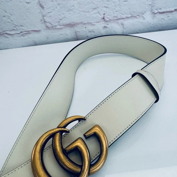 Gucci Gg Marmont White Leather Belt 400593 85/34